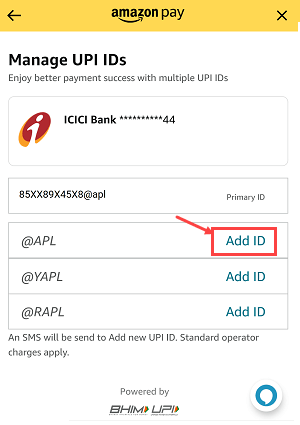 create a new UPI ID with Amazon Pay