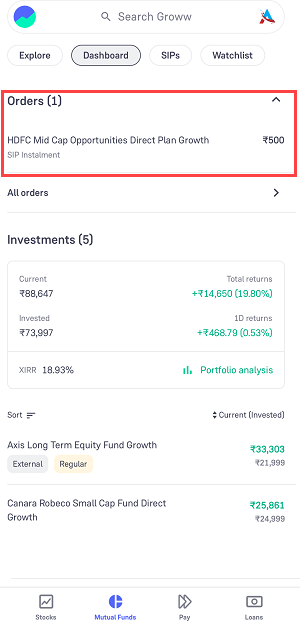 how to start a mutual fund SIP on Groww