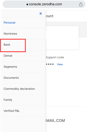 Add New Bank Account in Zerodha