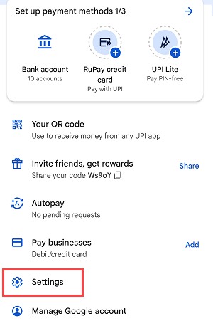Delete Transaction history GooglePay