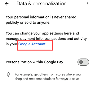 Delete Transaction history GooglePay