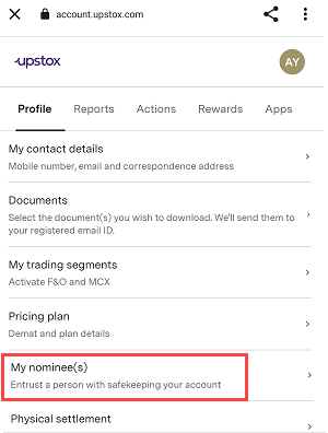 Add a Nominee To Your Upstox Demat Account Online