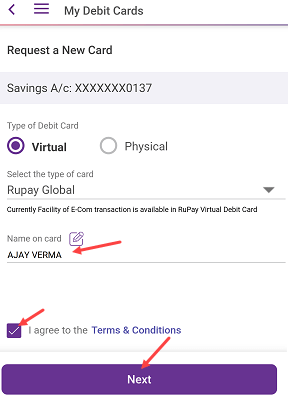 SBI Virtual Debit Card
