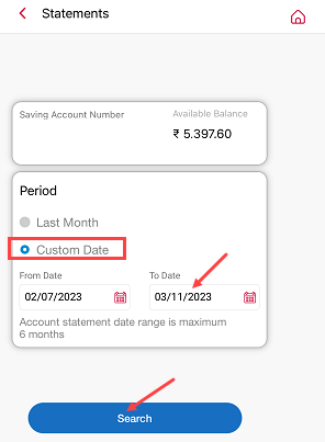 Central Bank of India six months statement