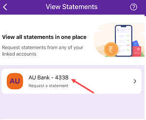 Check Au Bank statement PhonePe Aggregator