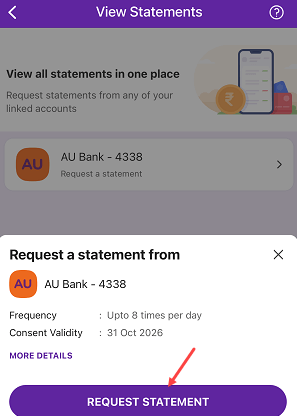 Check Au Bank statement PhonePe Aggregator