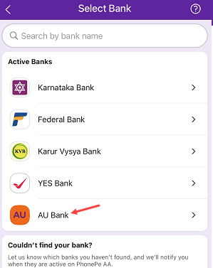 Check Au Bank statement PhonePe Aggregator