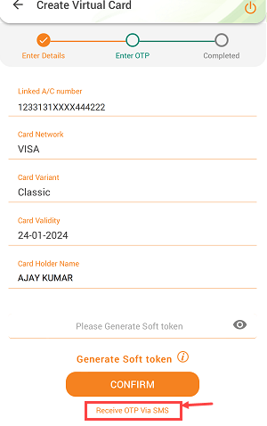 IDBI Mobile Banking Create Virtual Debit Card