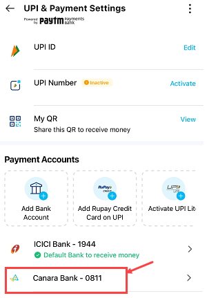 check canara bank account number ifsc code on paytm