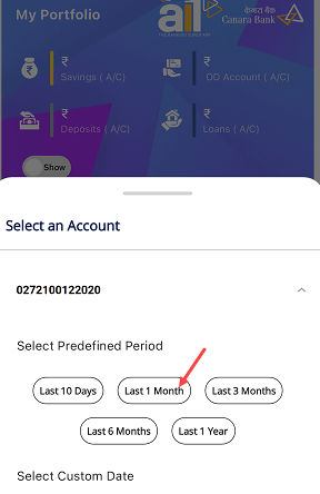 Canara Mobile Banking ePassbook
