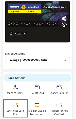 IndSMART Mobile Set reset ATM PIN