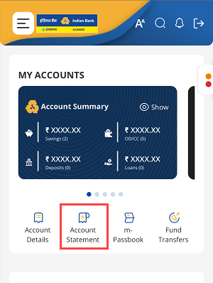 Download the Indian Bank Account Three Month Statement