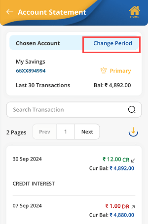 Download the Indian Bank Account Three Month Statement