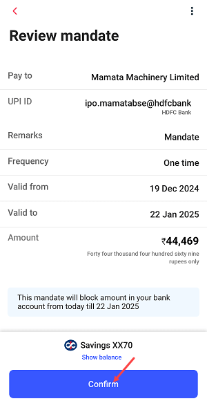 Approving IPO Mandate from Kotak Lite Mobile Banking