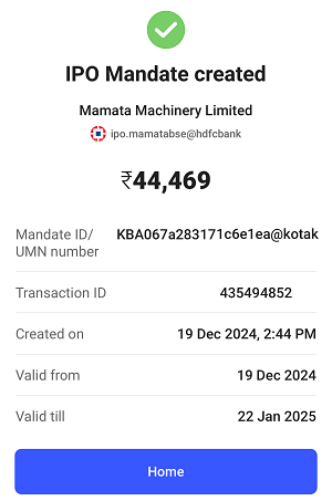 Approving IPO Mandate from Kotak Lite Mobile Banking