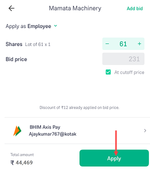 Approving IPO Mandate from Kotak Lite Mobile Banking