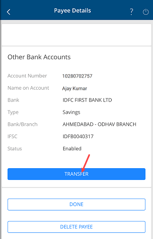 Transfer Money via NEFT from HDFC Mobile Banking