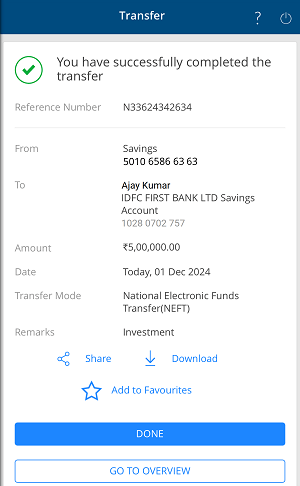 Transfer Money via NEFT from HDFC Mobile Banking