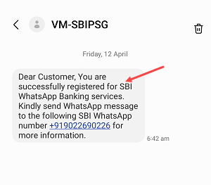 Activate SBI WhatsApp Banking